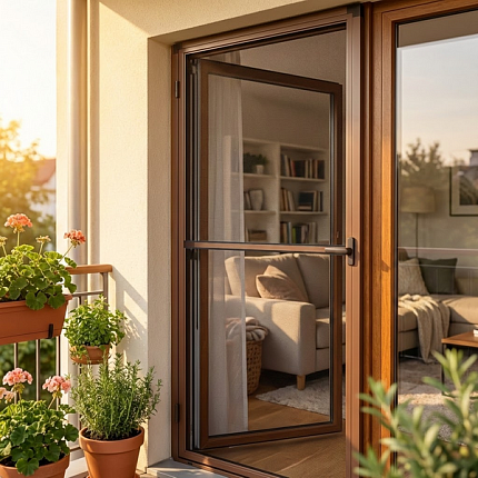 Москитная сетка на магнитах распашная на балконную дверь4